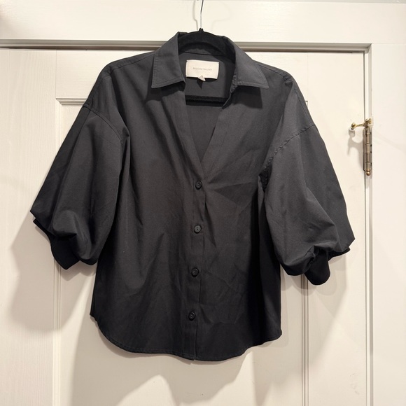 Brochu Walker The Kate Shirt Black Small Minimalist Quiet Luxury Old Money Work - Picture 6 of 16
